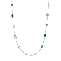 Ti Sento Dark Blue Crystal Multi Shape Long Necklace 34077DB/80 - Michael Jones Jeweller