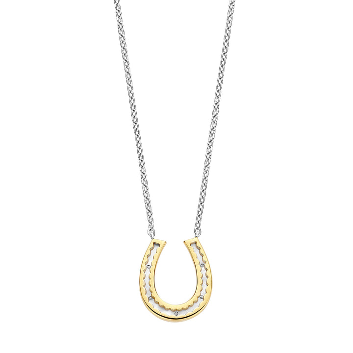 Ti Sento Yellow Gold Plated Cubic Zirconia Horseshoe Necklace 34084ZY
