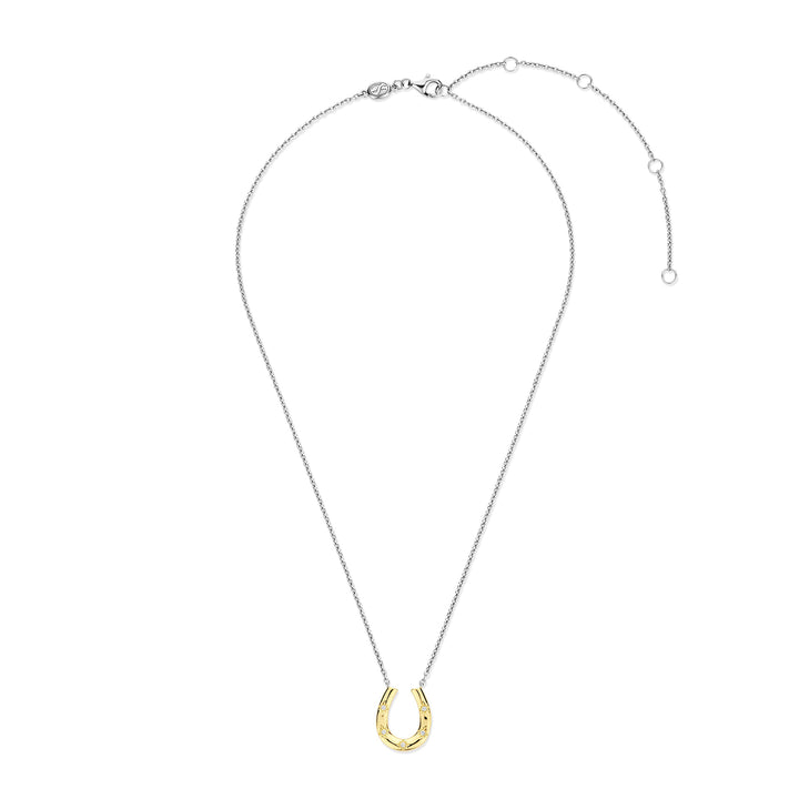 Ti Sento Yellow Gold Plated Cubic Zirconia Horseshoe Necklace 34084ZY