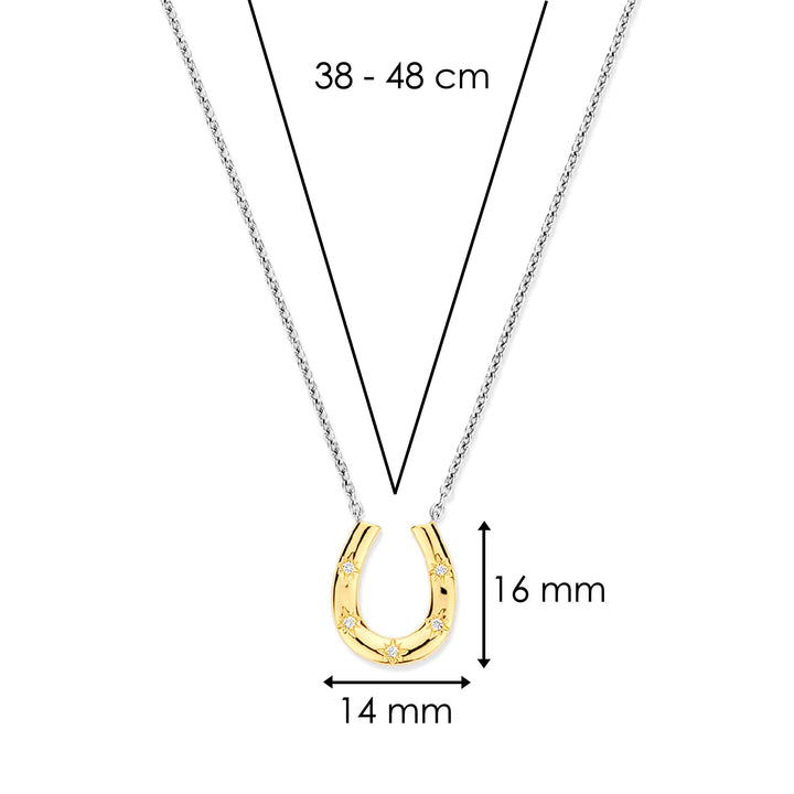 Ti Sento Yellow Gold Plated Cubic Zirconia Horseshoe Necklace 34084ZY