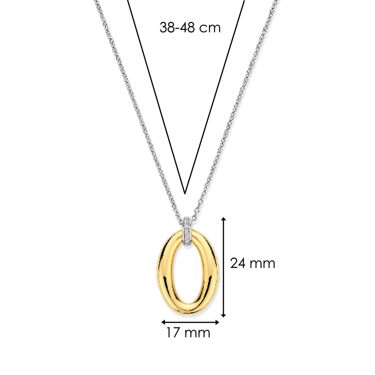 Ti Sento Yellow Gold Plated Cubic Zirconia Oval Necklace 34091ZY - Michael Jones Jeweller