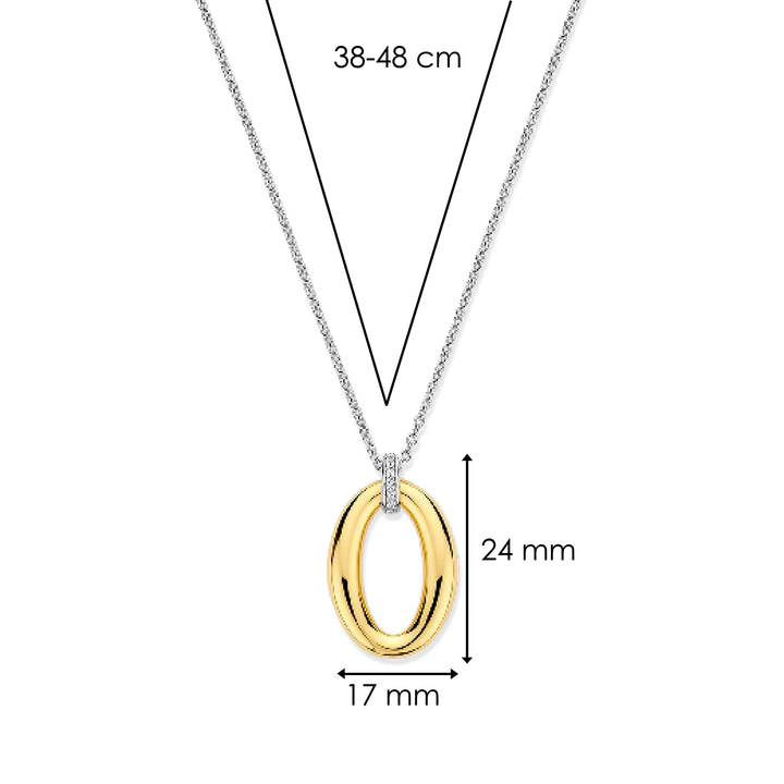 Ti Sento Yellow Gold Plated Cubic Zirconia Oval Necklace 34091ZY
