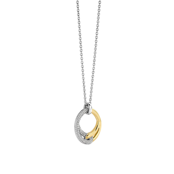 Ti Sento Yellow Gold Plated Cubic Zirconia Entwined Circle Necklace 34107ZY