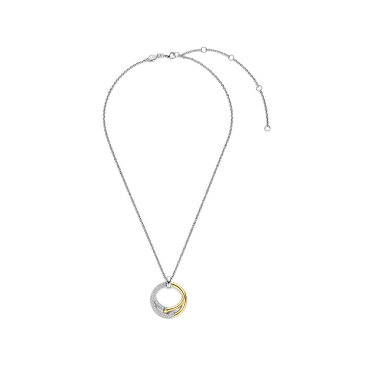 Ti Sento Yellow Gold Plated Cubic Zirconia Entwined Circle Necklace 34107ZY