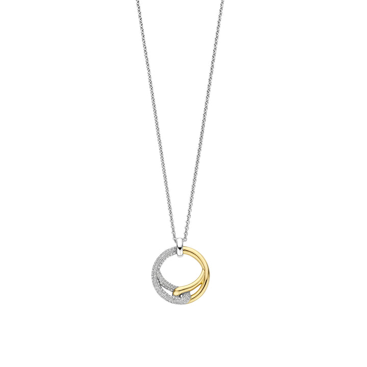 Ti Sento Yellow Gold Plated Cubic Zirconia Entwined Circle Necklace 34107ZY