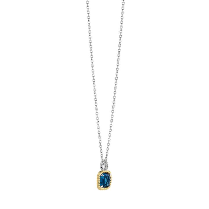 Ti Sento Yellow Gold Plated Dark Blue Crystal and Cubic Zirconia Necklace 34111DB