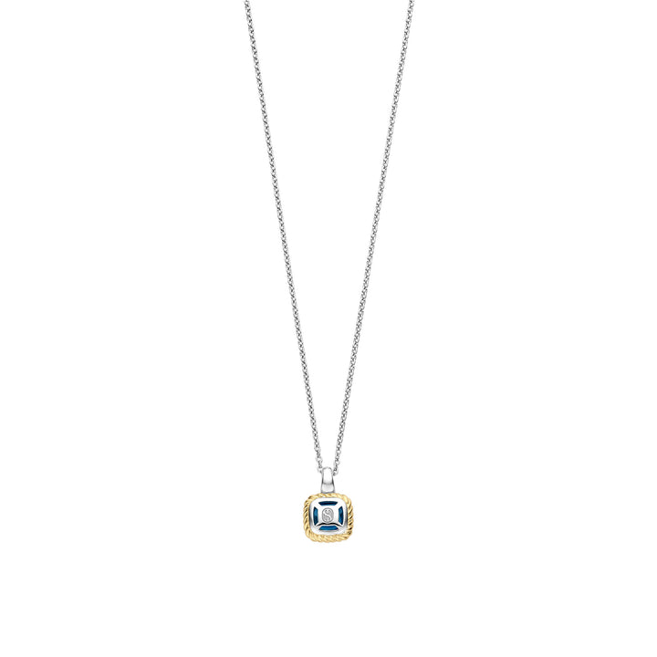 Ti Sento Yellow Gold Plated Dark Blue Crystal and Cubic Zirconia Necklace 34111DB