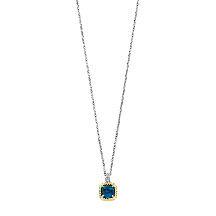 Ti Sento Yellow Gold Plated Dark Blue Crystal and Cubic Zirconia Necklace 34111DB