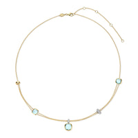 Ti Sento Yellow Gold Plated Blue Zirconia Layered Cushion Necklace 34122TY
