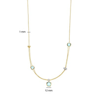 Ti Sento Yellow Gold Plated Blue Zirconia Layered Cushion Necklace 34122TY
