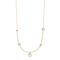 Ti Sento Yellow Gold Plated Blue Zirconia Layered Cushion Necklace 34122TY