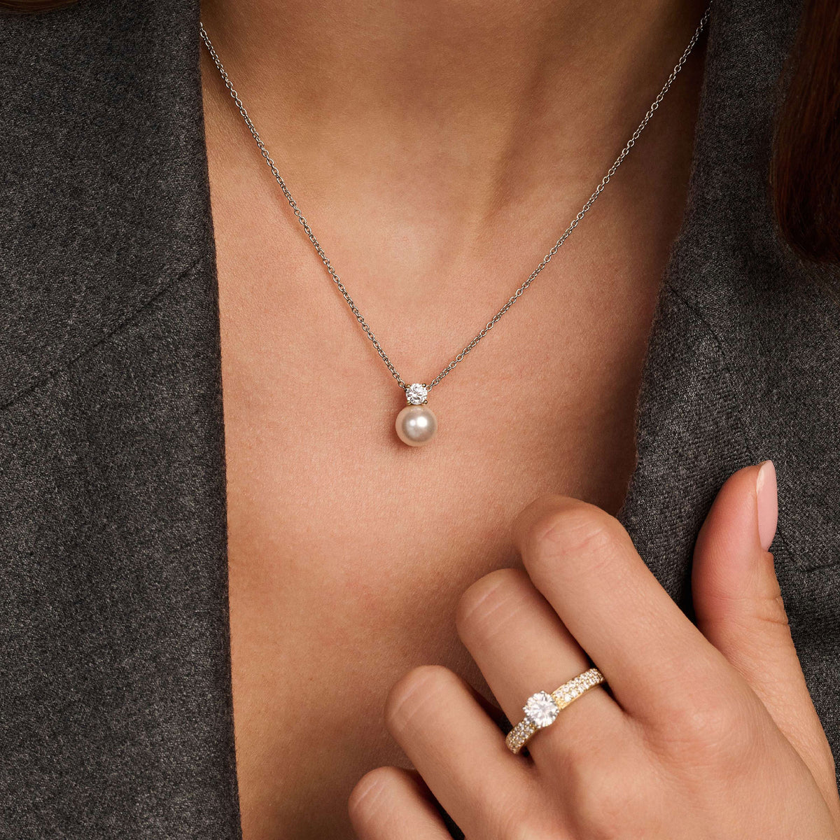 Ti Sento Synthetic Pearl and Cubic Zirconia Necklace 34125YP - Michael Jones Jeweller