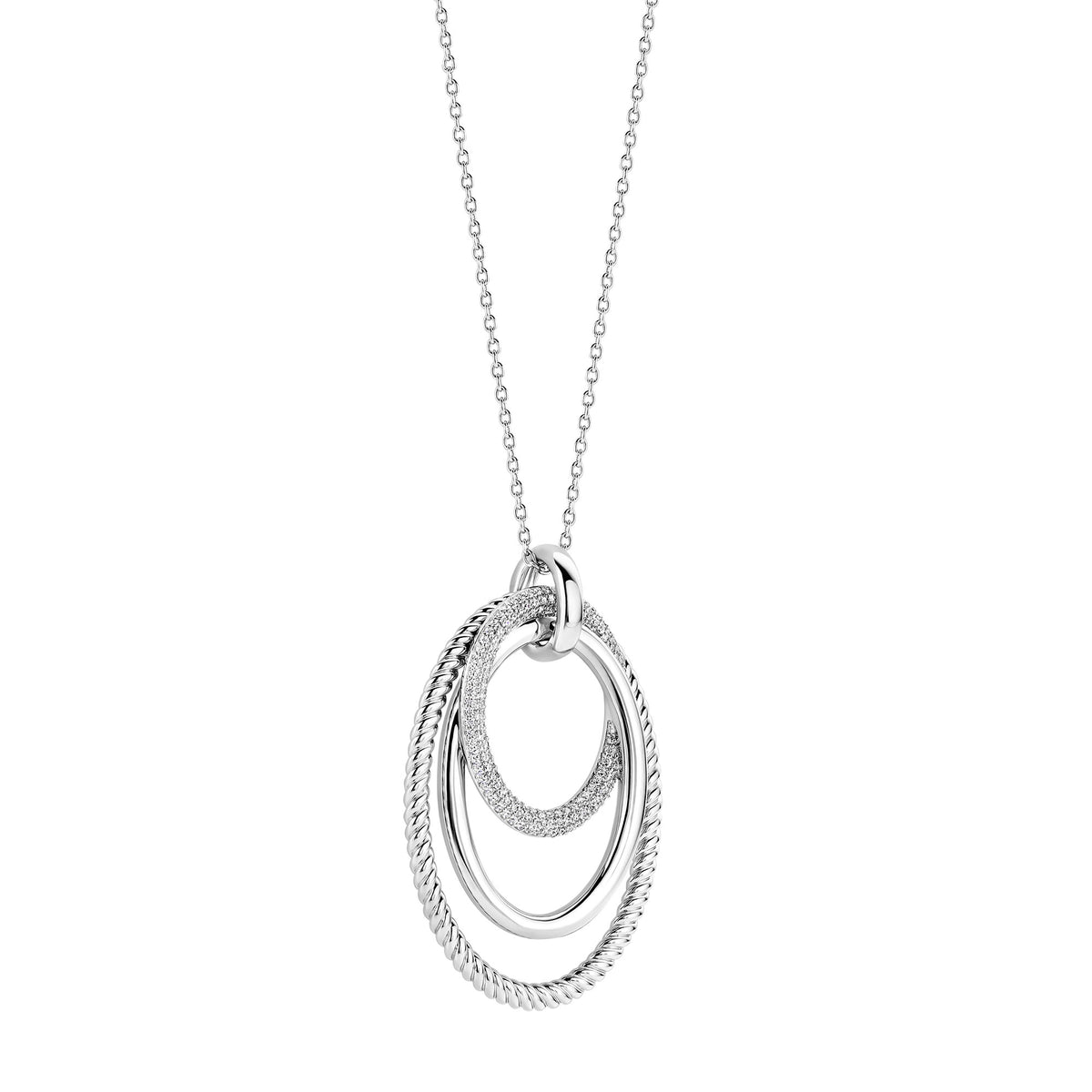 Ti Sento Cubic Zirconia Layered Oval Pendant 34127ZI - Michael Jones Jeweller