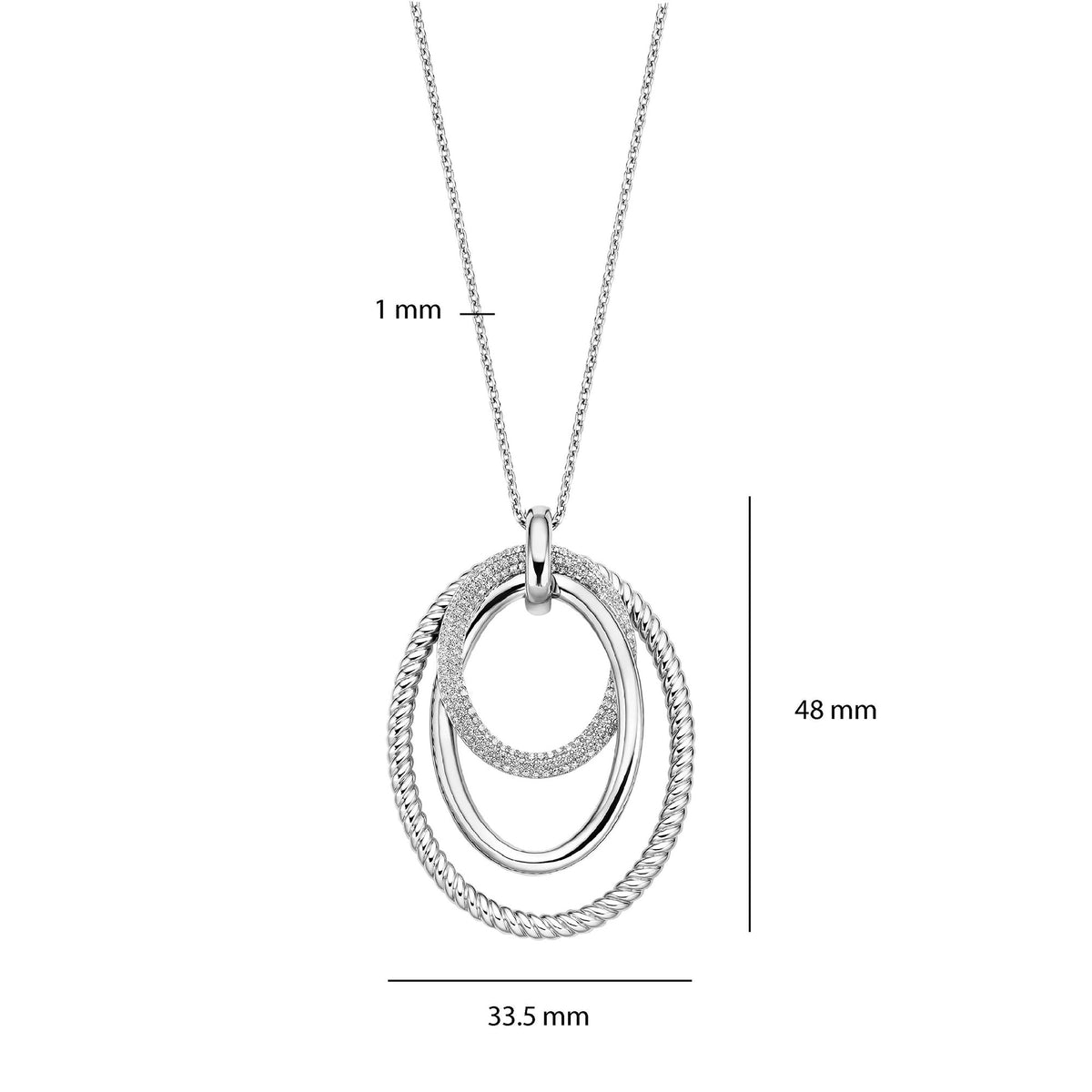 Ti Sento Cubic Zirconia Layered Oval Pendant 34127ZI - Michael Jones Jeweller
