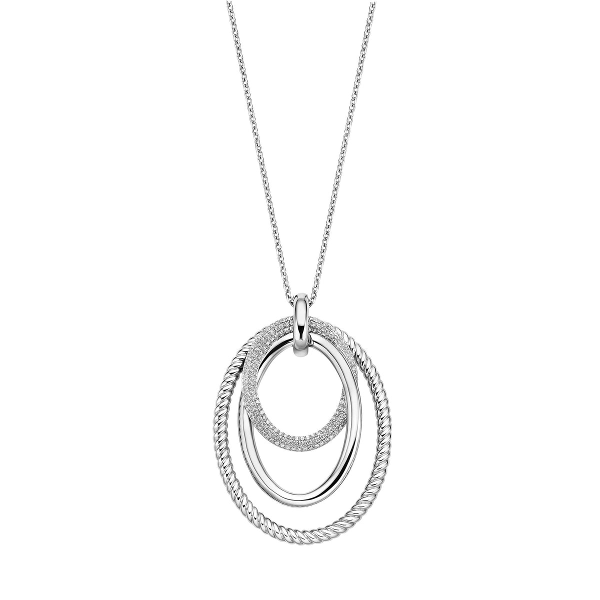 Ti Sento Cubic Zirconia Layered Oval Pendant 34127ZI - Michael Jones Jeweller