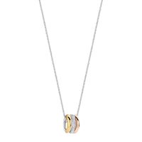 Ti Sento Cubic Zirconia Yellow and Rose Gold Plated Triple Circle Necklace 34128TZ