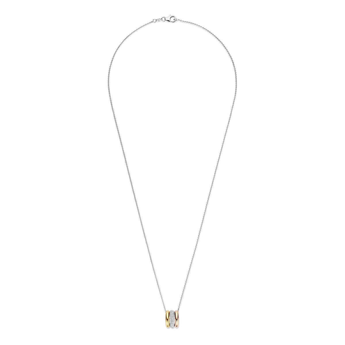 Ti Sento Cubic Zirconia Yellow and Rose Gold Plated Triple Circle Necklace 34128TZ