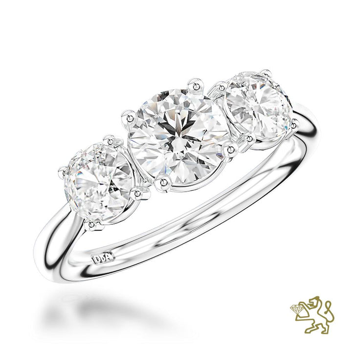 Trilogy Classic Three Stone 0.70ct F VS2 Diamond Platinum Ring