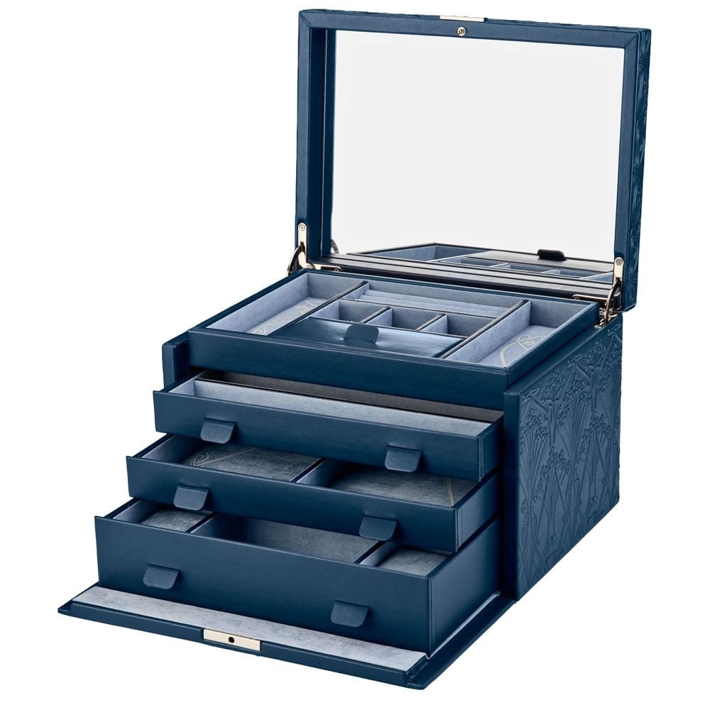 WOLF X LIBERTY All Over Ianthe Large Jewellery Box - Navy - ONLINE EXCLUSIVE - Michael Jones Jeweller