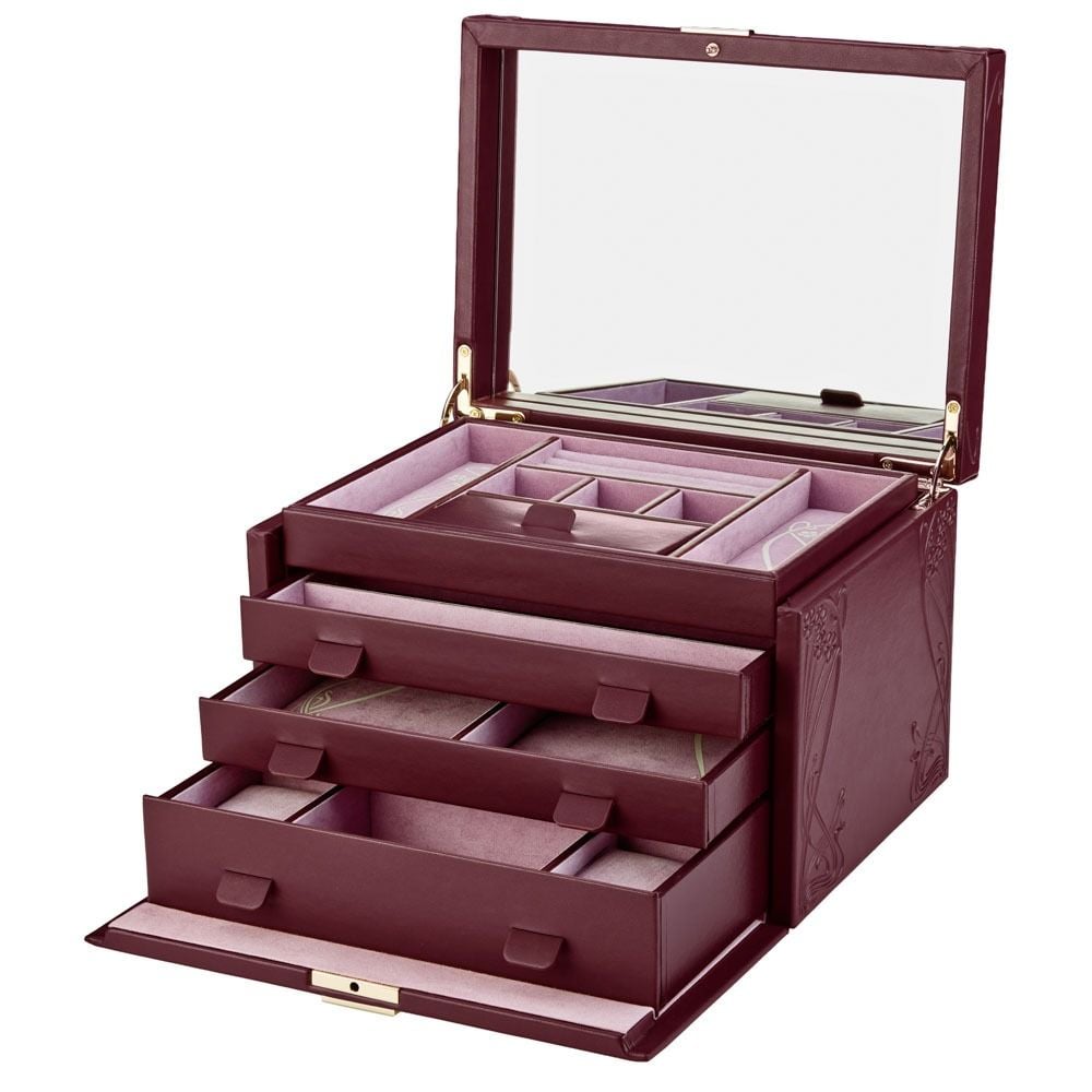 WOLF X LIBERTY Ianthe Large Jewellery Box - Burgundy- ONLINE EXCLUSIVE - Michael Jones Jeweller