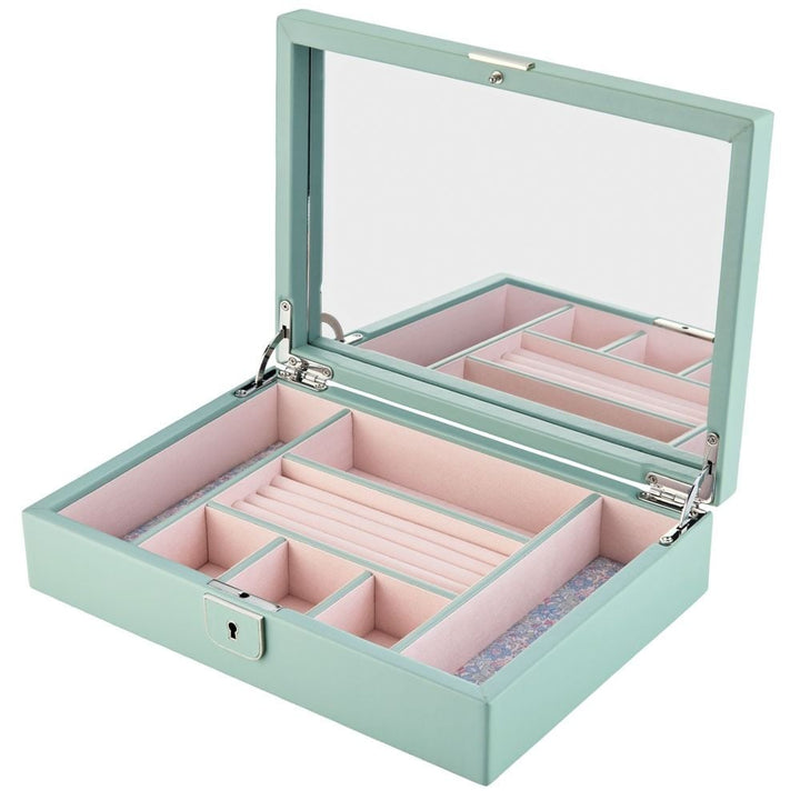 WOLF X LIBERTY Julia Interior Print Medium Jewellery Box - Sage Green - ONLINE EXCLUSIVE