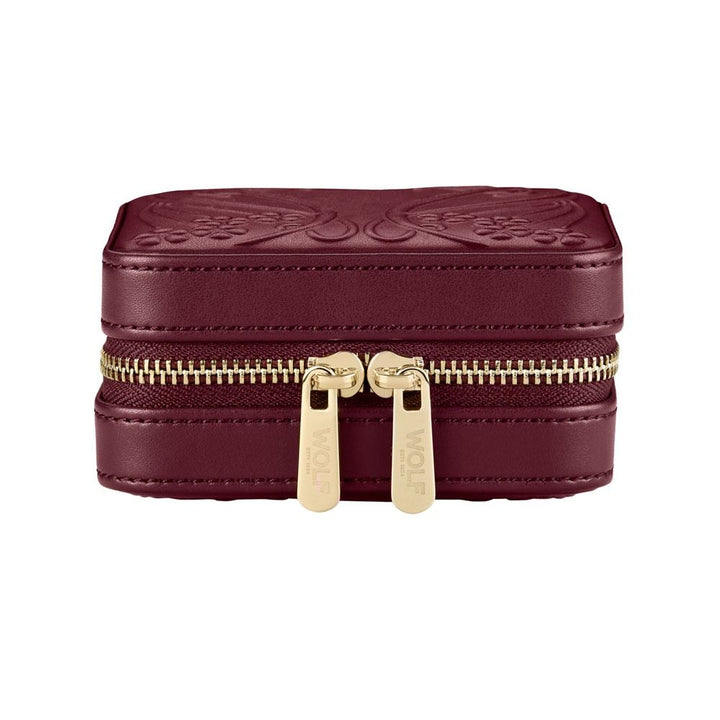 WOLF X LIBERTY Ianthe Small Travel Jewellery Zip Case - Burgundy - ONLINE EXCLUSIVE