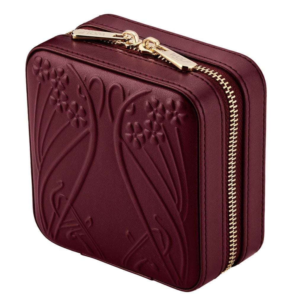 WOLF X LIBERTY Ianthe Small Travel Jewellery Zip Case - Burgundy - ONLINE EXCLUSIVE - Michael Jones Jeweller