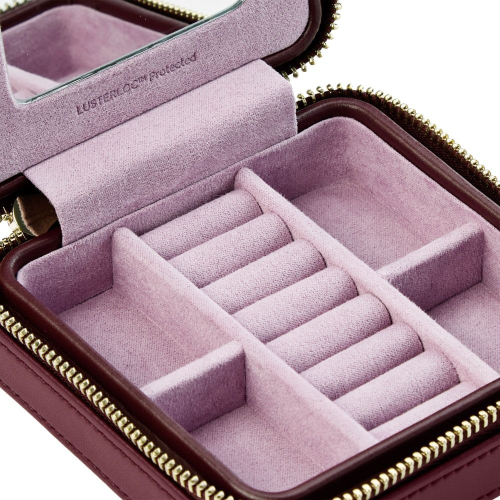 WOLF X LIBERTY Ianthe Small Travel Jewellery Zip Case - Burgundy - ONLINE EXCLUSIVE - Michael Jones Jeweller