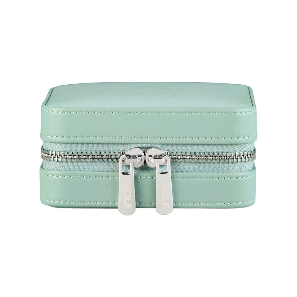 WOLF X LIBERTY Julia Interior Print Small Travel Jewellery Zip Case - Sage Green - ONLINE EXCLUSIVE - Michael Jones Jeweller