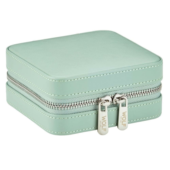 WOLF X LIBERTY Julia Interior Print Small Travel Jewellery Zip Case - Sage Green- ONLINE EXCLUSIVE