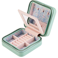 WOLF X LIBERTY Julia Interior Print Small Travel Jewellery Zip Case - Sage Green- ONLINE EXCLUSIVE - Michael Jones Jeweller