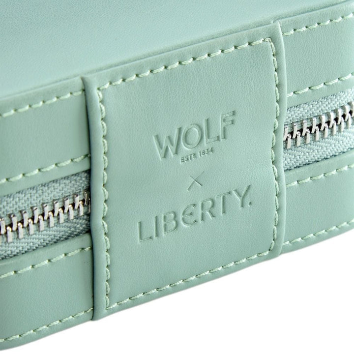 WOLF X LIBERTY Julia Interior Print Small Travel Jewellery Zip Case - Sage Green - ONLINE EXCLUSIVE