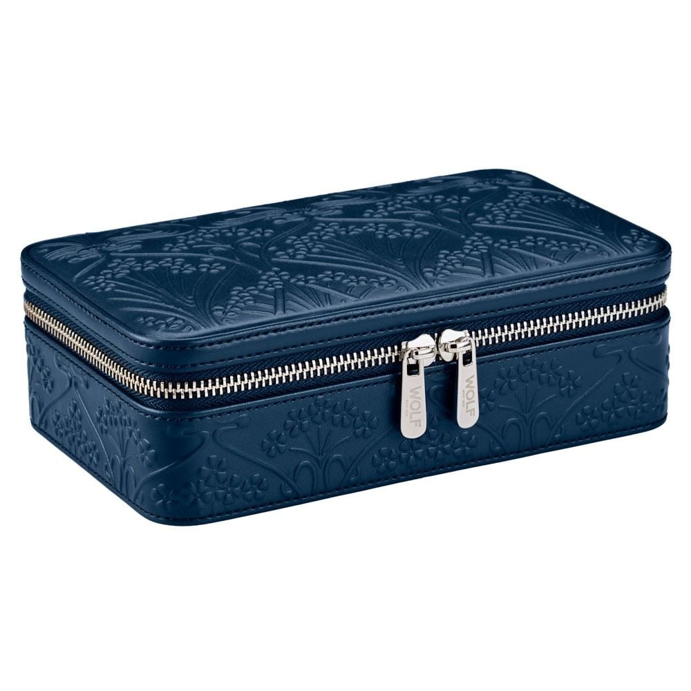 WOLF X LIBERTY All Over Ianthe Medium Jewellery Zip Case - Navy - Michael Jones Jeweller