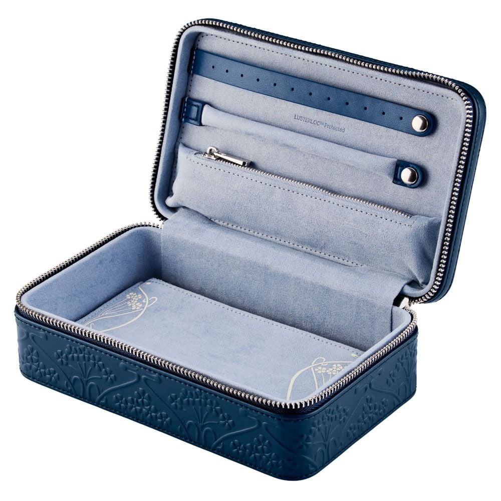 WOLF X LIBERTY All Over Ianthe Medium Jewellery Zip Case - Navy - Michael Jones Jeweller