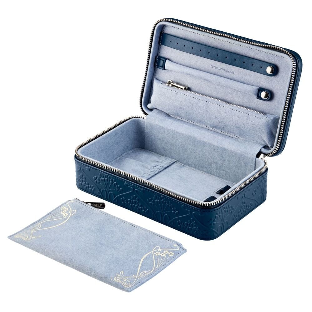 WOLF X LIBERTY All Over Ianthe Medium Jewellery Zip Case - Navy - Michael Jones Jeweller