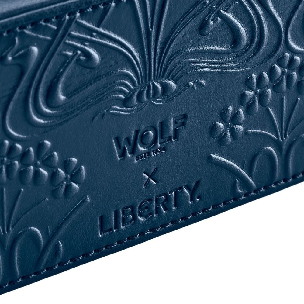 WOLF X LIBERTY All Over Ianthe Medium Jewellery Zip Case - Navy - Michael Jones Jeweller