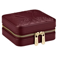 WOLF X LIBERTY Ianthe Burgundy Small Travel Jewellery Zip Case