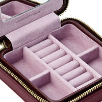 WOLF X LIBERTY Ianthe Burgundy Small Travel Jewellery Zip Case