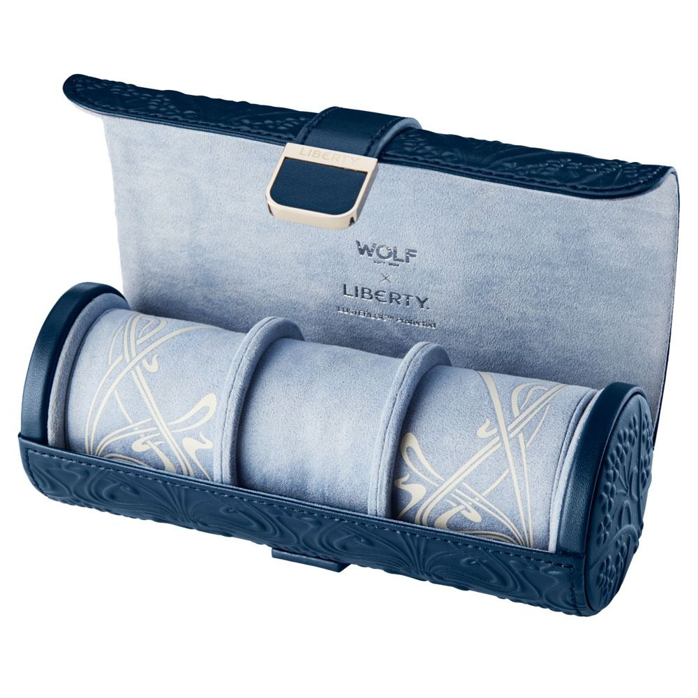 WOLF X LIBERTY All Over Ianthe Triple Watch Roll - Navy - ONLINE EXCLUSIVE - Michael Jones Jeweller