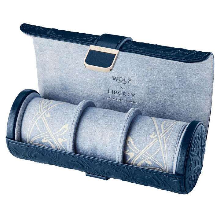 WOLF X LIBERTY All Over Ianthe Triple Watch Roll - Navy - ONLINE EXCLUSIVE