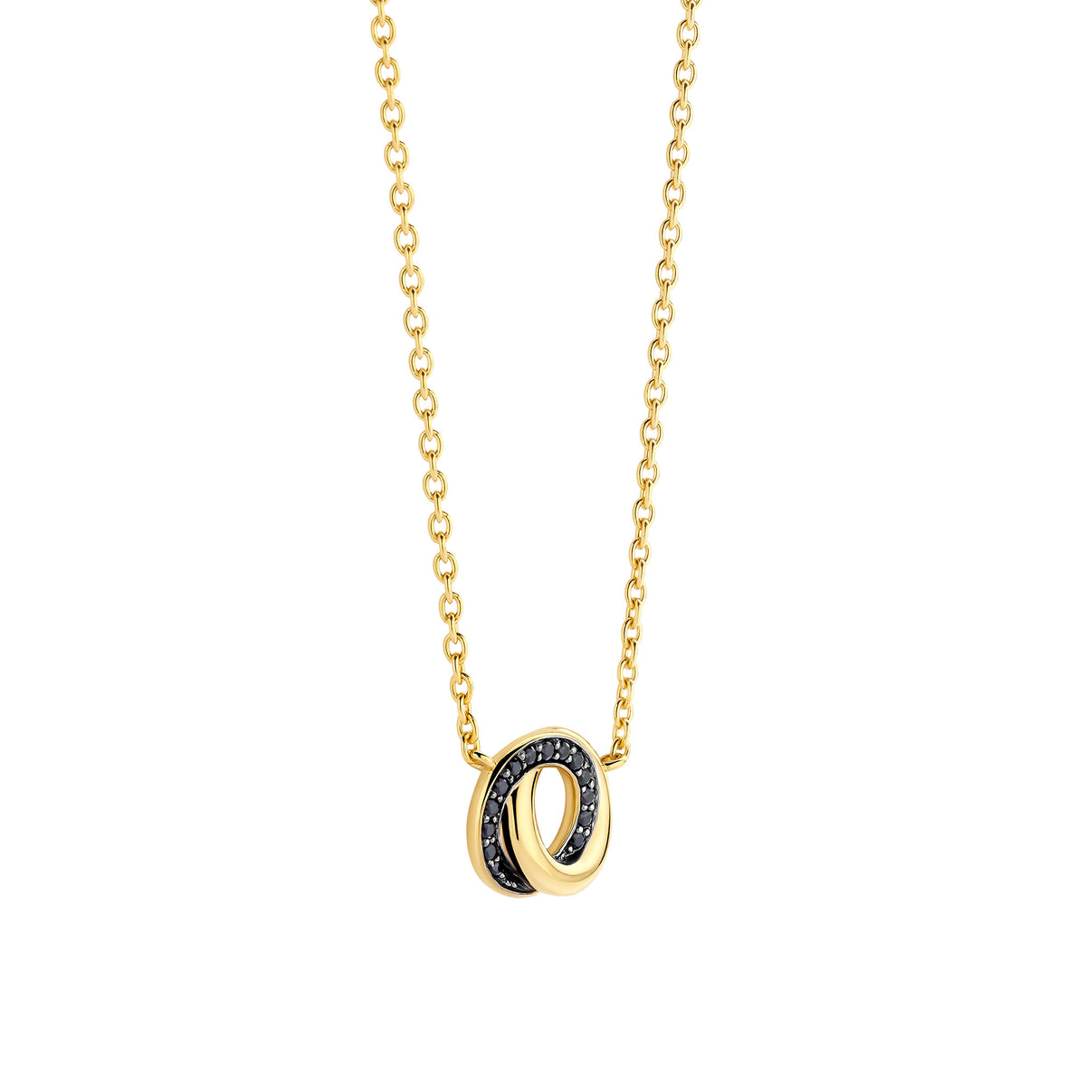 Ti Sento Yellow Gold Plated Black Cubic Zirconia Entwined Circle Necklace 3915BY - Michael Jones Jeweller
