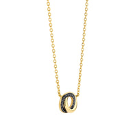 Ti Sento Yellow Gold Plated Black Cubic Zirconia Entwined Circle Necklace 3915BY