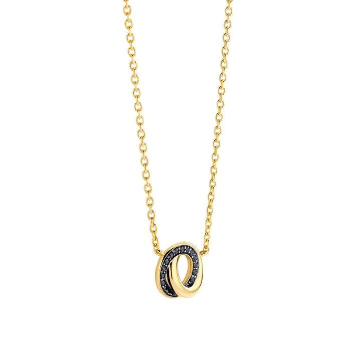 Ti Sento Yellow Gold Plated Black Cubic Zirconia Entwined Circle Necklace 3915BY