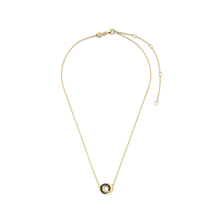 Ti Sento Yellow Gold Plated Black Cubic Zirconia Entwined Circle Necklace 3915BY