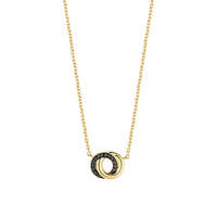 Ti Sento Yellow Gold Plated Black Cubic Zirconia Entwined Circle Necklace 3915BY - Michael Jones Jeweller