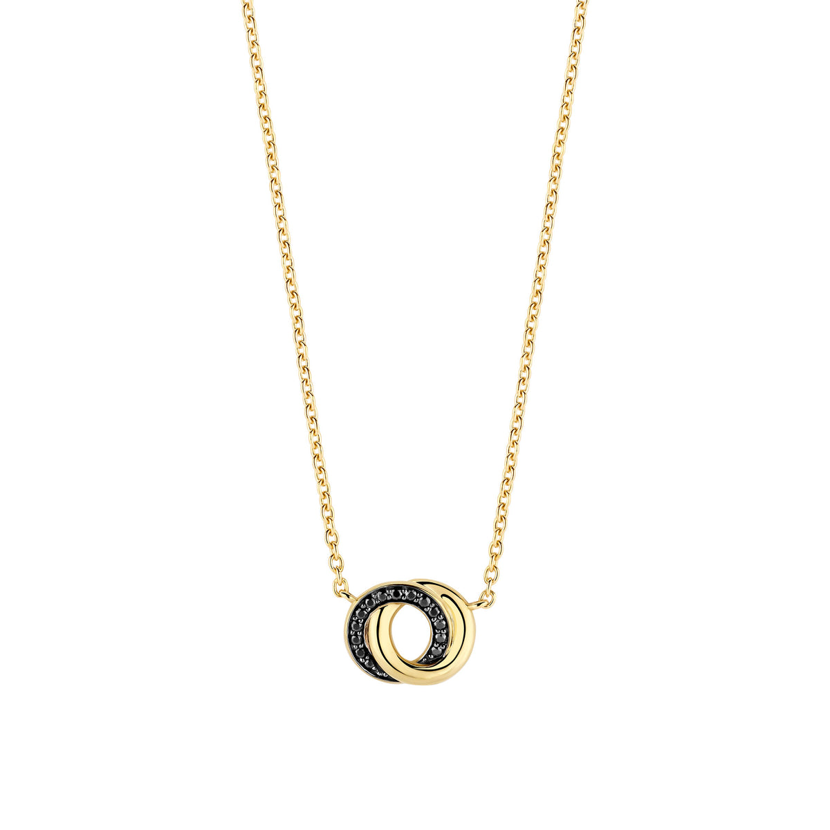 Ti Sento Yellow Gold Plated Black Cubic Zirconia Entwined Circle Necklace 3915BY - Michael Jones Jeweller