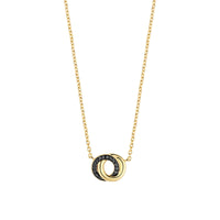 Ti Sento Yellow Gold Plated Black Cubic Zirconia Entwined Circle Necklace 3915BY