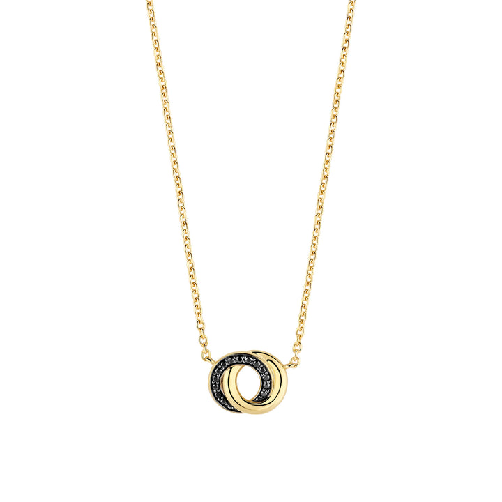 Ti Sento Yellow Gold Plated Black Cubic Zirconia Entwined Circle Necklace 3915BY