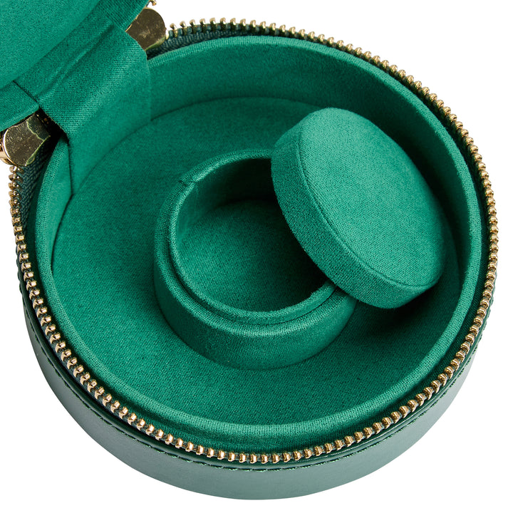 WOLF Sophia Forest Green Round Mini Zip Case - Michael Jones Jeweller