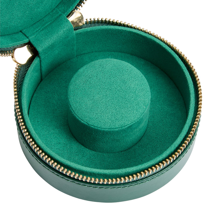 WOLF Sophia Forest Green Round Mini Zip Case - Michael Jones Jeweller